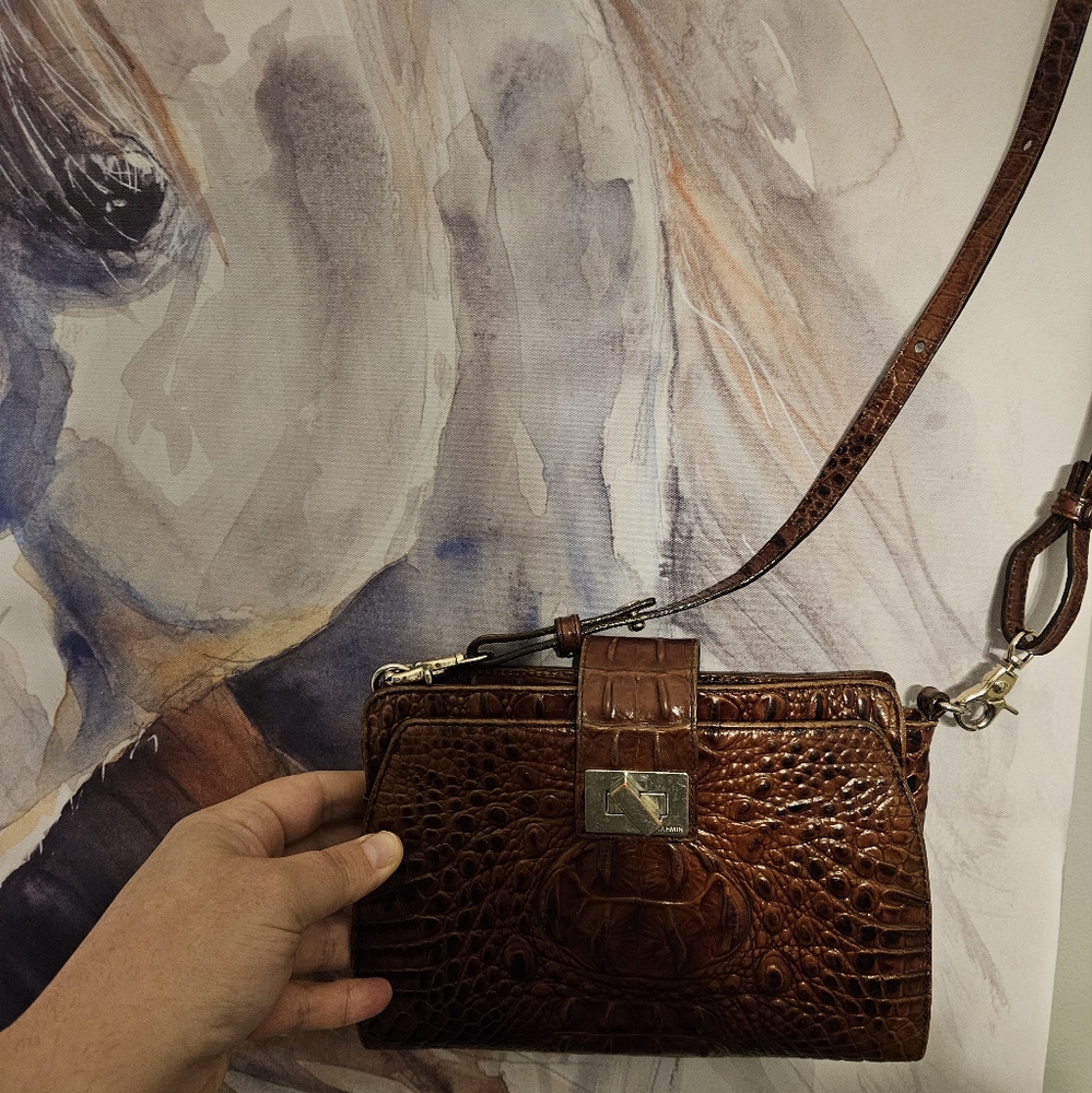 RETAIL $295 Brahmin Alena Crossbody Bag*Croc Leather*GORGEOUS bag